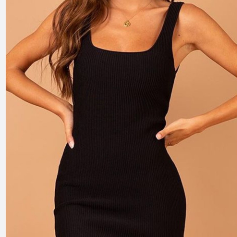 NWT Whimsy+Row square neck ribbed mini dress in black XS - Sonja